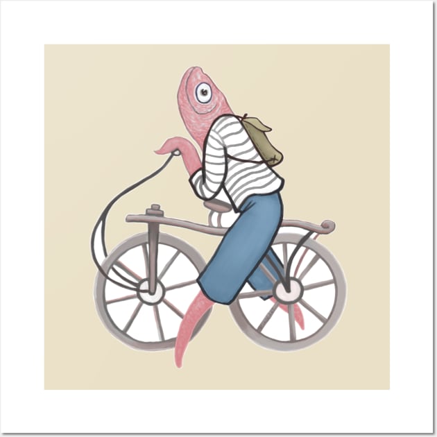 Fish on a Bicycle Wall Art by KikoeART